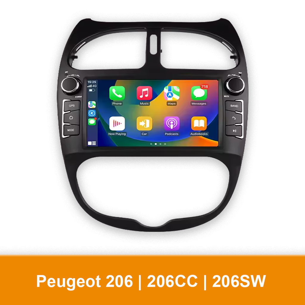Autoradio geschikt voor de Peugeot 206 - CarPlay en Android Auto